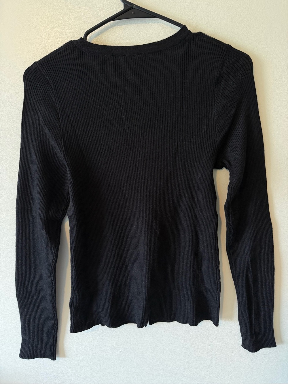 Express Black Ribbed Button-Up Cardigan - Picture 2 of 5